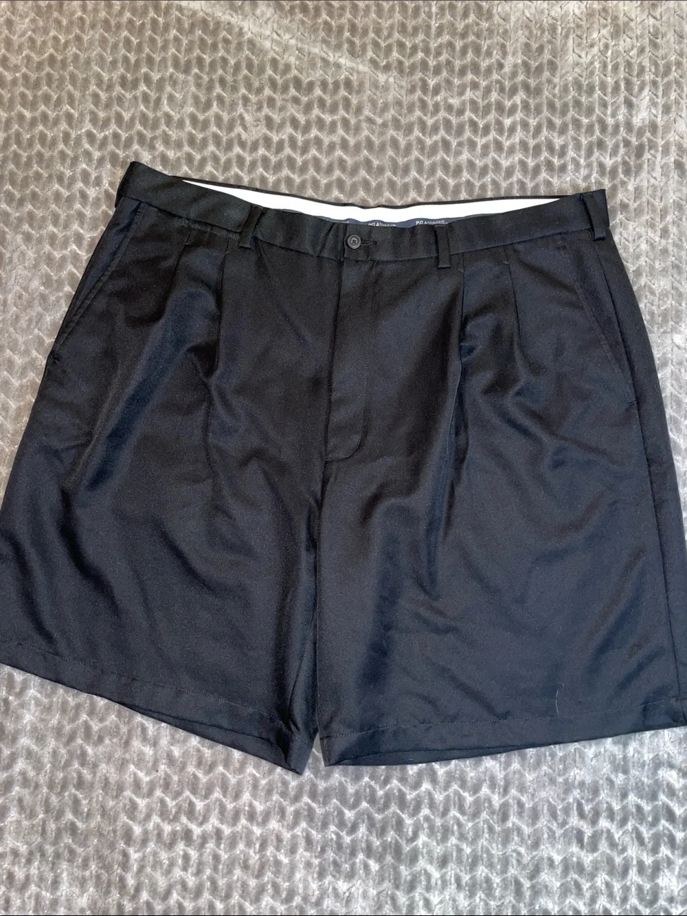 Vintage Pgatour Black Pleated Golf Shorts Mens Size 42 Polyester Classic